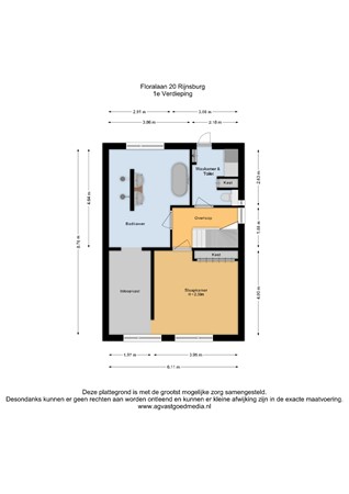 Floorplan - Floralaan 20, 2231 ZV Rijnsburg